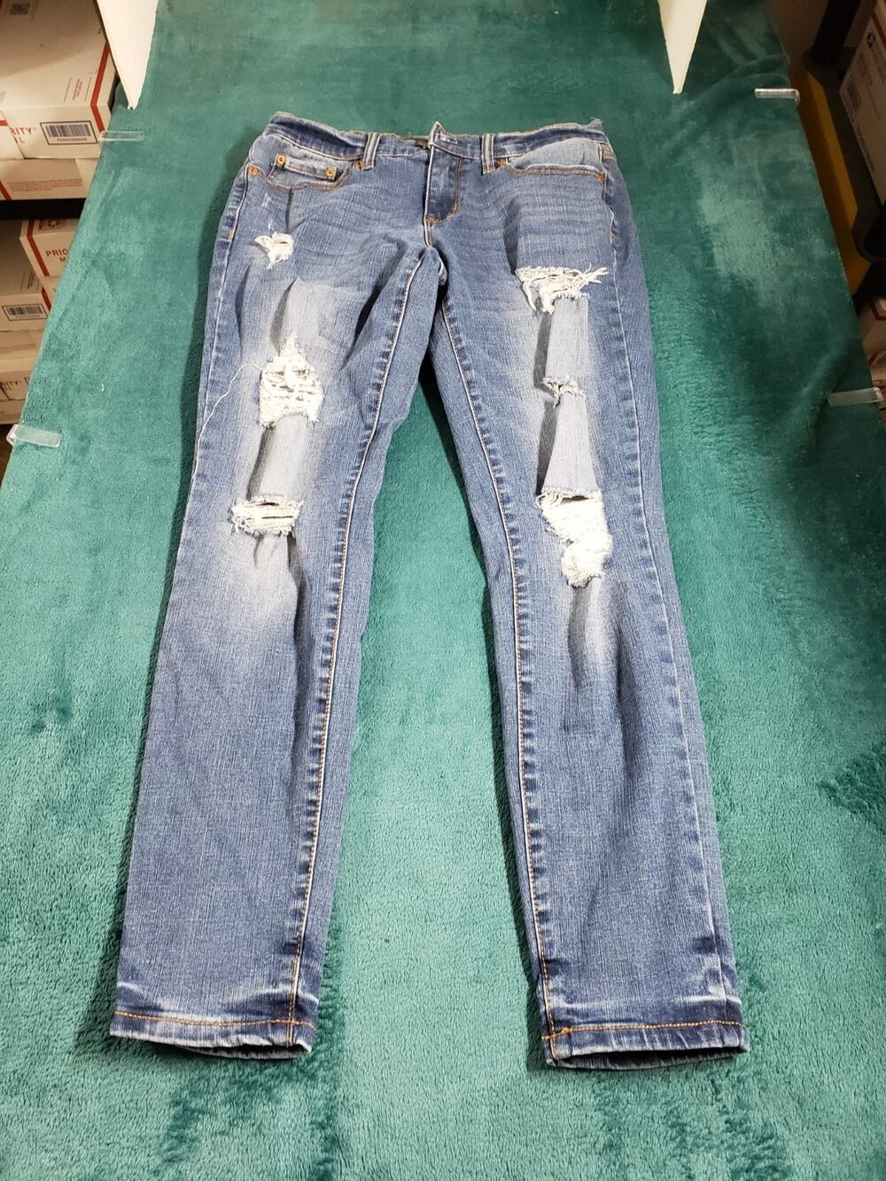 Aeropostale Jeans Size 6 Women Blue Pants Stretch Denim Mid Rise Straight Ankle